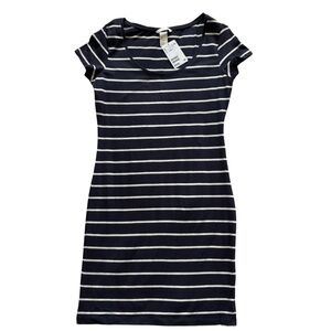 H&M Navy & White Striped Bodycon T-Shirt Dress - Size S / NWT